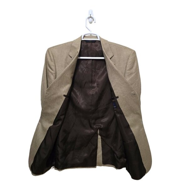 Brooks Brothers 346 Tan Houndstooth Silk Wool Linen Single Breasted Blaz… - Picture 6 of 12